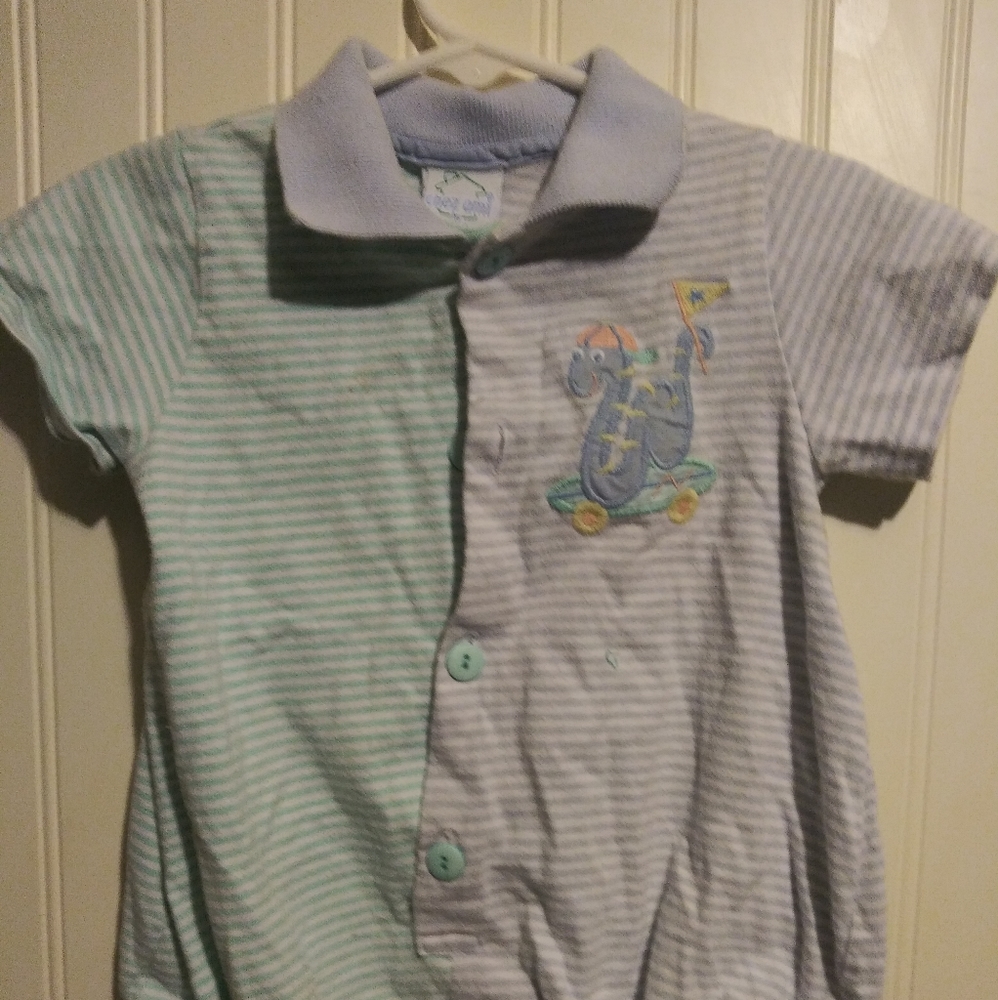 Blue and white onesie